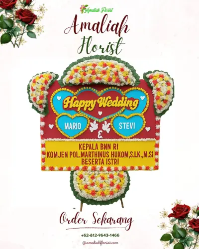 Karangan Papan Bunga Pernikahan di Samsam